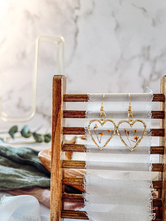 Heart shaped gold dangles